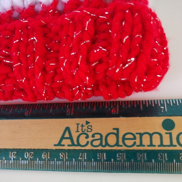 Beanie Baby Toddler Hand Crafted Christmas Hat Knit Red Green White - Picture 8 of 13